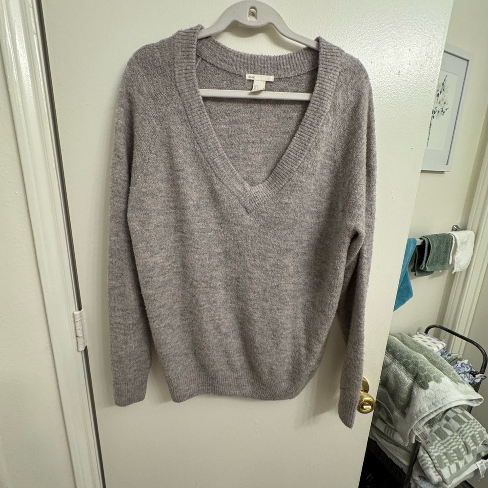 Cozy Gray V-Neck Sweater